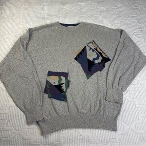St. Croix Knits Sweater Men’s XL Cotton Blend Abstract Y2K Knit Vintage USA Gray